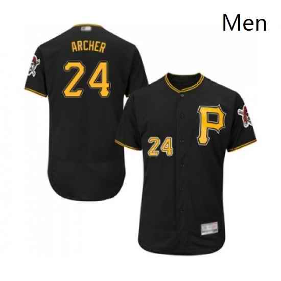 Mens Pittsburgh Pirates 24 Chris Archer Black Alternate Flex Base Authentic Collection Baseball Jersey